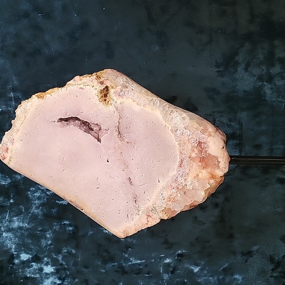 Other - PAS-B 10.5"L 2.6lbs | Druzy Pink Amethyst Slab W.Flower Agate |Home Decor | Gift